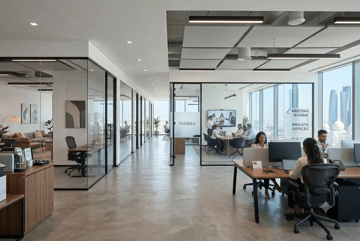 Amenities included in furnished office spaces in Abu Dhabi